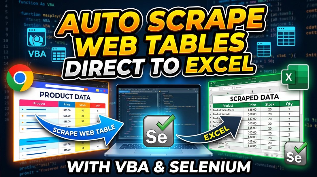 How to Scrape Website Table Data to Excel using VBA & Selenium | Step-by-Step Guide